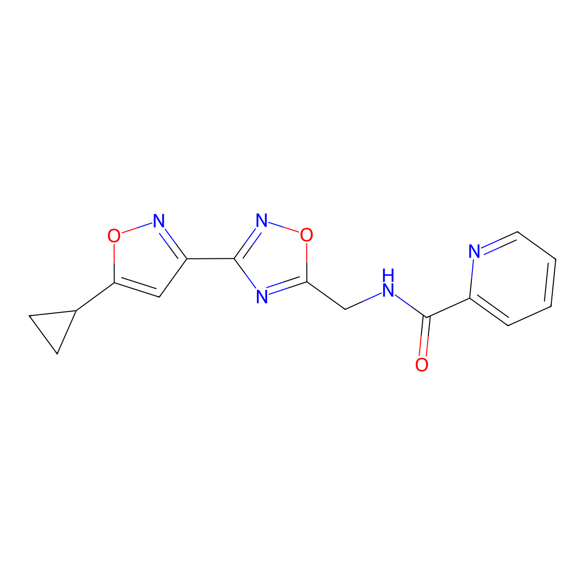 N-((3-(5-cyclopropylisoxazol-3-yl)-1,2,4-oxadiazol-5-yl)methyl)picolinamide molecular structure, CAS 1903885-98-2