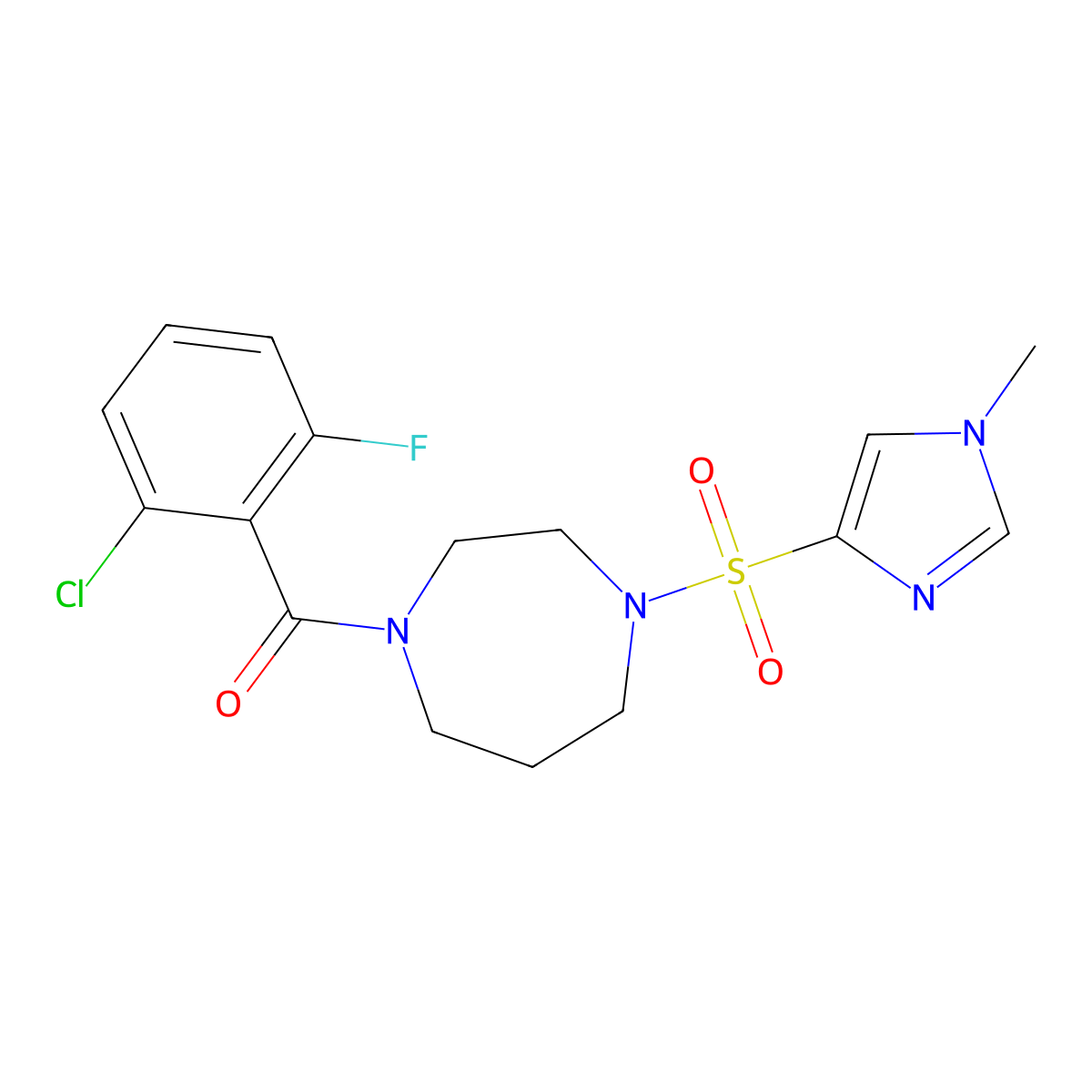 (2-chloro-6-fluorophenyl)(4-((1-methyl-1H-imidazol-4-yl)sulfonyl)-1,4-diazepan-1-yl)methanone molecular structure, CAS 1903887-48-8