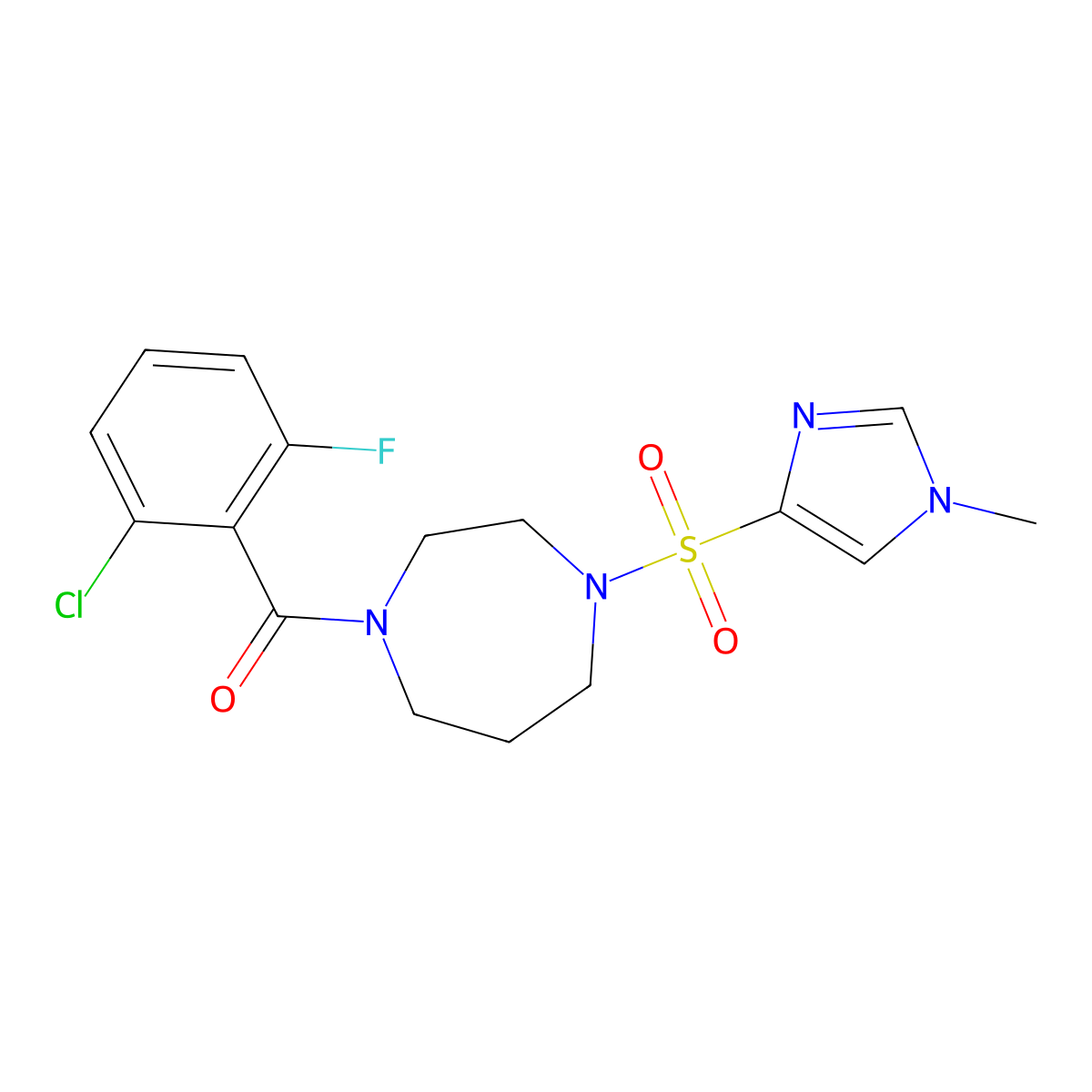 (2-chloro-6-fluorophenyl)(4-((1-methyl-1H-imidazol-4-yl)sulfonyl)-1,4-diazepan-1-yl)methanone molecular structure, CAS 1903887-48-8