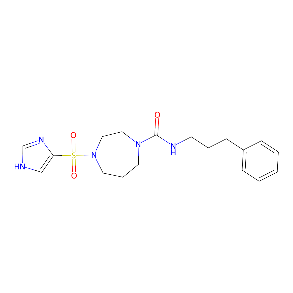 4-((1H-imidazol-4-yl)sulfonyl)-N-(3-phenylpropyl)-1,4-diazepane-1-carboxamide molecular structure, CAS 1903887-76-2