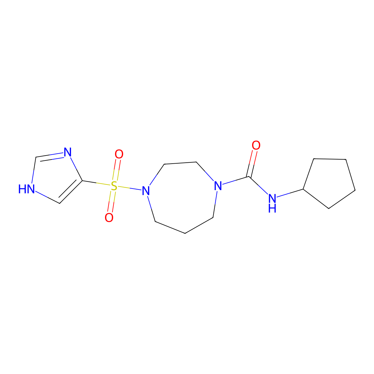 4-((1H-imidazol-4-yl)sulfonyl)-N-cyclopentyl-1,4-diazepane-1-carboxamide molecular structure, CAS 1903887-83-1