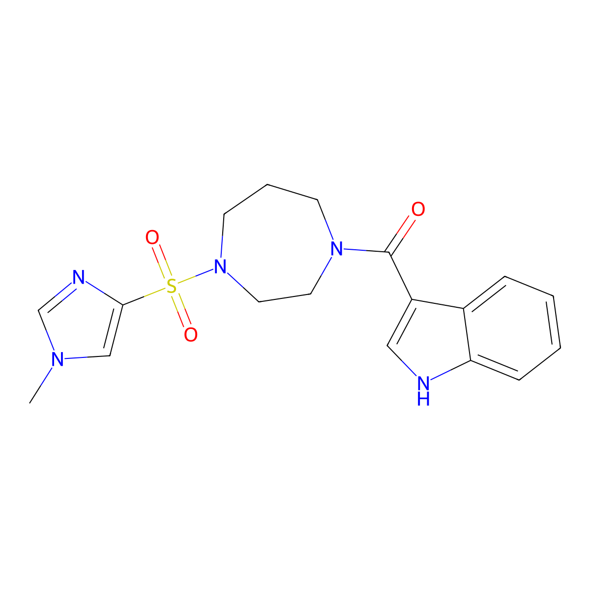 (1H-indol-3-yl)(4-((1-methyl-1H-imidazol-4-yl)sulfonyl)-1,4-diazepan-1-yl)methanone molecular structure, CAS 1903887-88-6