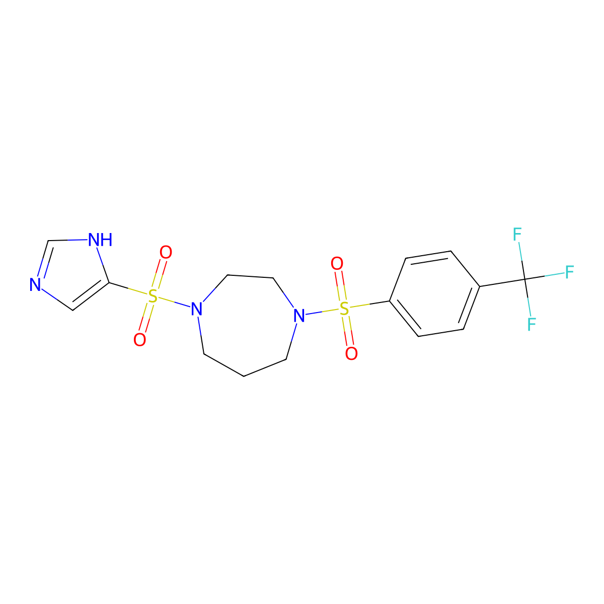 1-((1H-imidazol-4-yl)sulfonyl)-4-((4-(trifluoromethyl)phenyl)sulfonyl)-1,4-diazepane molecular structure, CAS 1903887-89-7