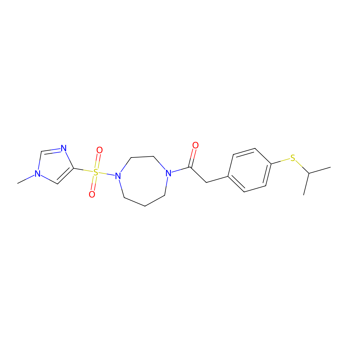 2-(4-(isopropylthio)phenyl)-1-(4-((1-methyl-1H-imidazol-4-yl)sulfonyl)-1,4-diazepan-1-yl)ethanone molecular structure, CAS 1903888-04-9