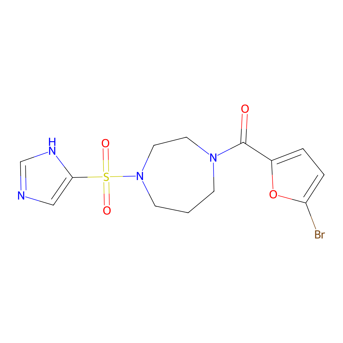 (4-((1H-imidazol-4-yl)sulfonyl)-1,4-diazepan-1-yl)(5-bromofuran-2-yl)methanone molecular structure, CAS 1903892-51-2