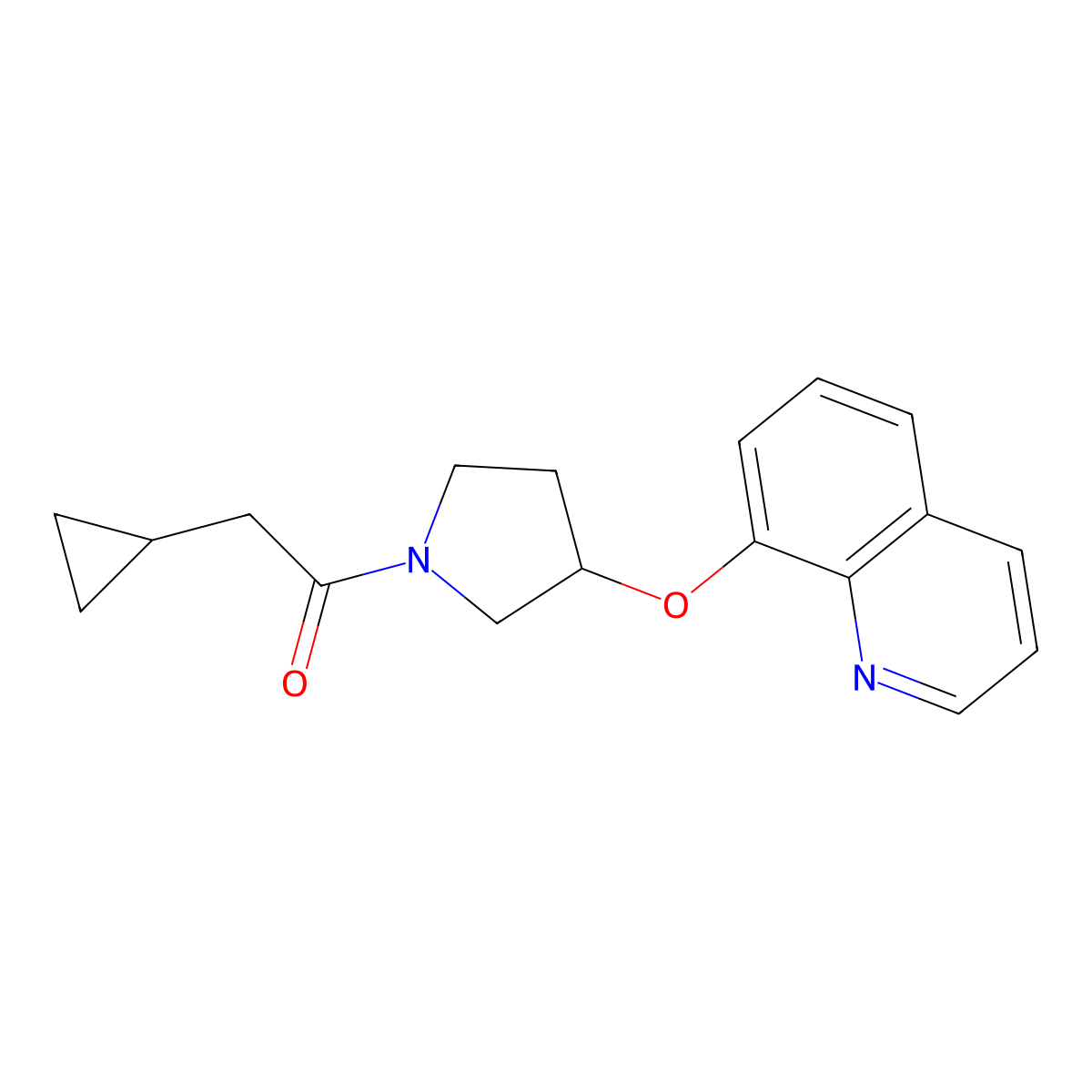 2-Cyclopropyl-1-(3-(quinolin-8-yloxy)pyrrolidin-1-yl)ethanone molecular structure, CAS 1903892-52-3