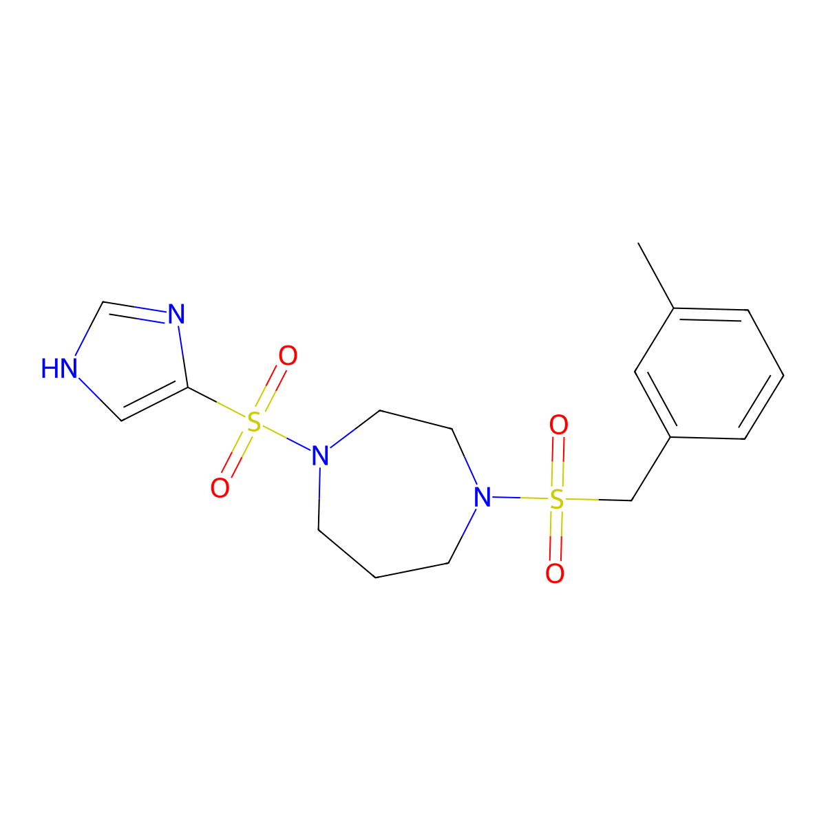 1-((1H-imidazol-4-yl)sulfonyl)-4-((3-methylbenzyl)sulfonyl)-1,4-diazepane molecular structure, CAS 1903894-04-1