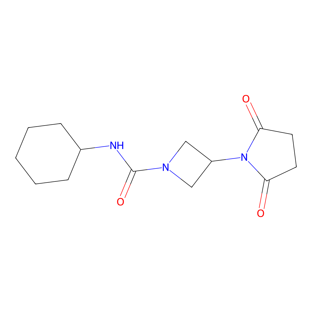 N-cyclohexyl-3-(2,5-dioxopyrrolidin-1-yl)azetidine-1-carboxamide molecular structure, CAS 1903894-49-4