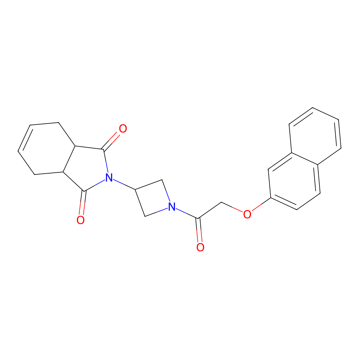2-(1-(2-(naphthalen-2-yloxy)acetyl)azetidin-3-yl)-3a,4,7,7a-tetrahydro-1H-isoindole-1,3(2H)-dione molecular structure, CAS 1903896-43-4