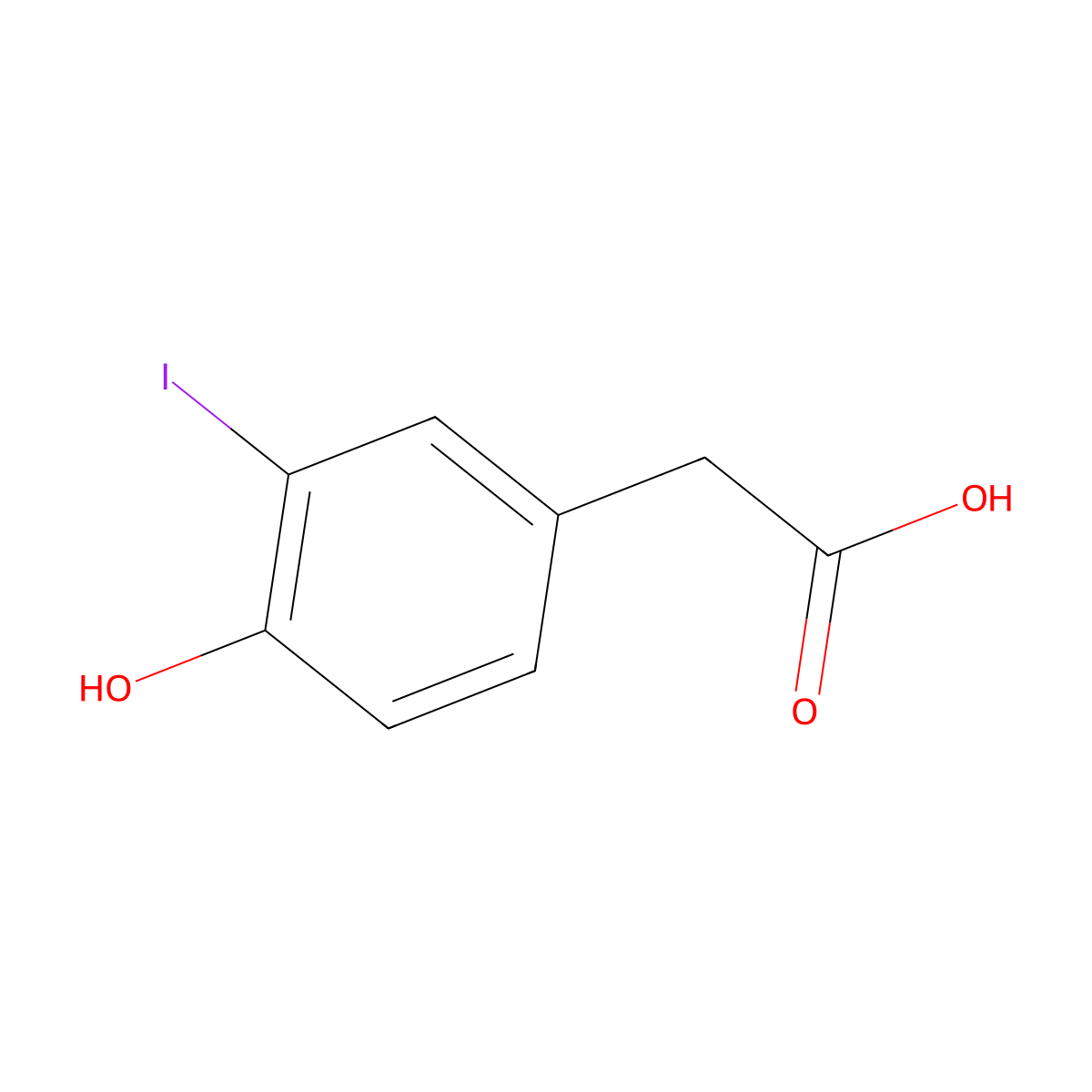 2-(4-Hydroxy-3-iodophenyl)acetic acid molecular structure, CAS 19039-15-7