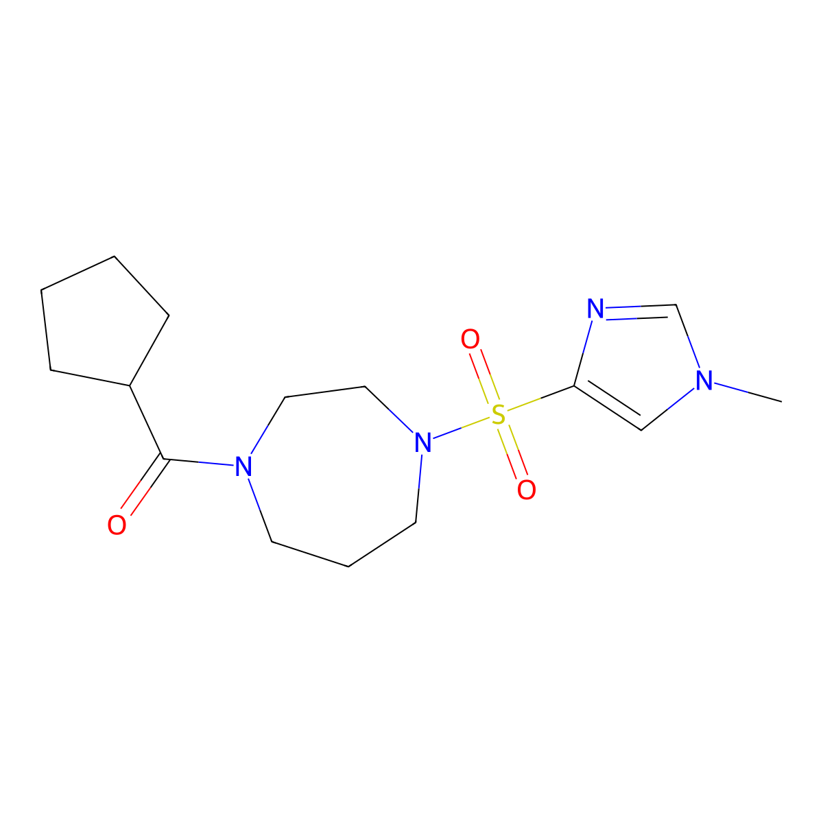 cyclopentyl(4-((1-methyl-1H-imidazol-4-yl)sulfonyl)-1,4-diazepan-1-yl)methanone molecular structure, CAS 1903907-26-5