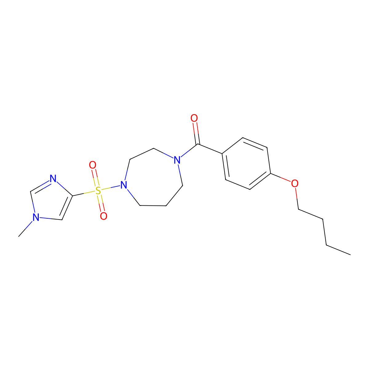(4-butoxyphenyl)(4-((1-methyl-1H-imidazol-4-yl)sulfonyl)-1,4-diazepan-1-yl)methanone molecular structure, CAS 1903907-48-1