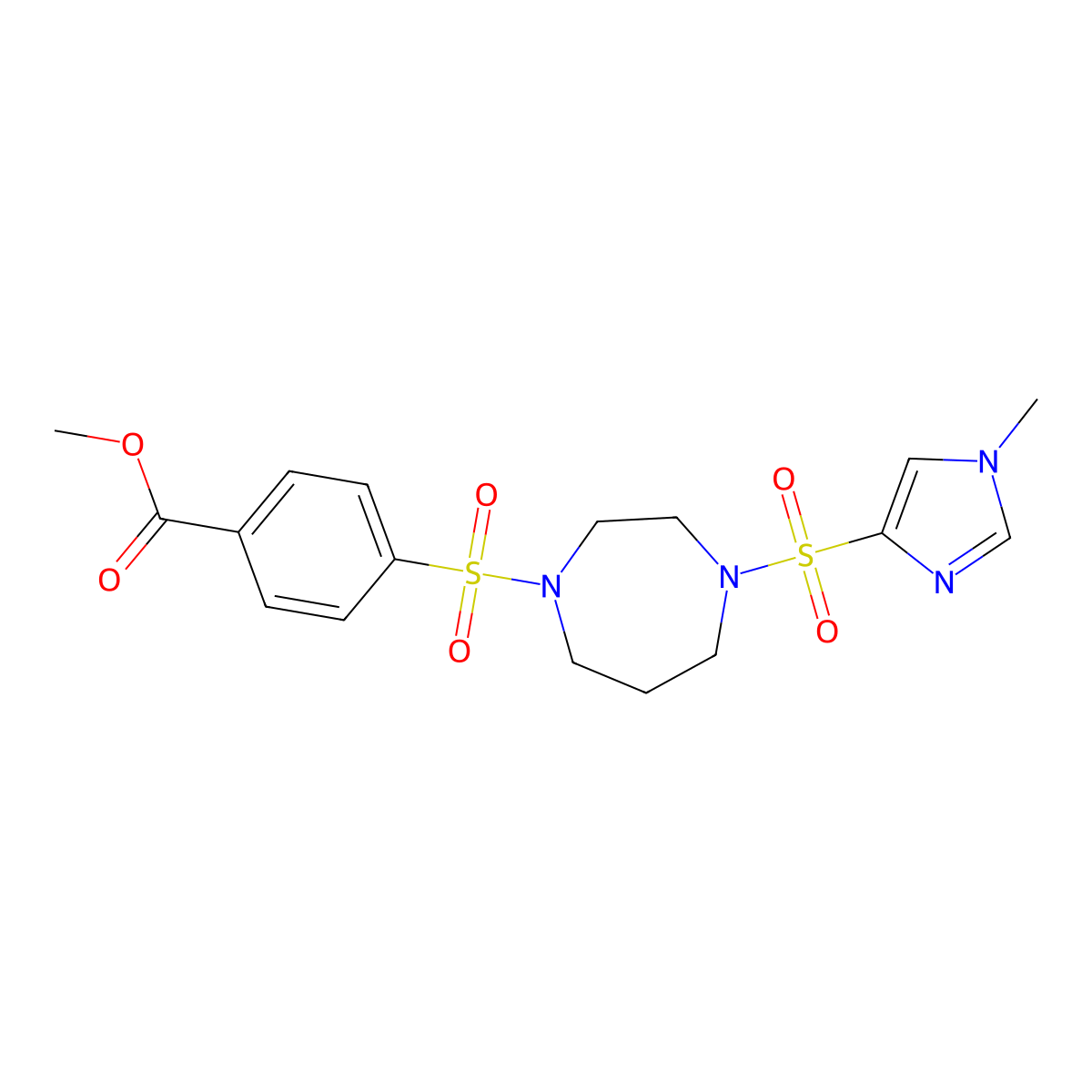methyl 4-((4-((1-methyl-1H-imidazol-4-yl)sulfonyl)-1,4-diazepan-1-yl)sulfonyl)benzoate molecular structure, CAS 1903908-77-9