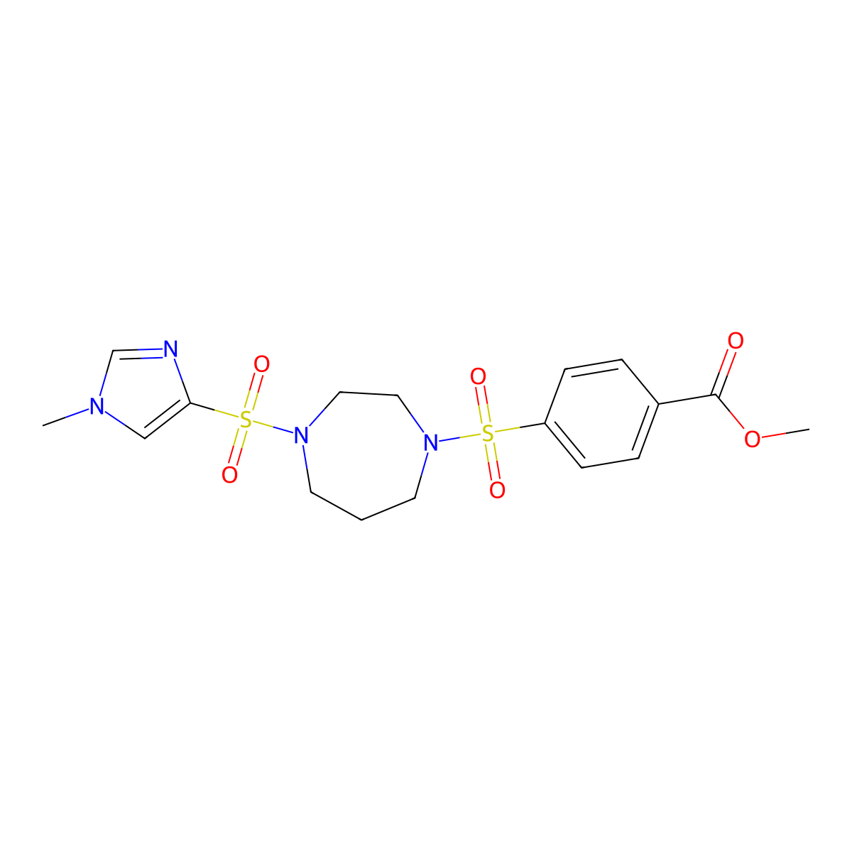 methyl 4-((4-((1-methyl-1H-imidazol-4-yl)sulfonyl)-1,4-diazepan-1-yl)sulfonyl)benzoate molecular structure, CAS 1903908-77-9
