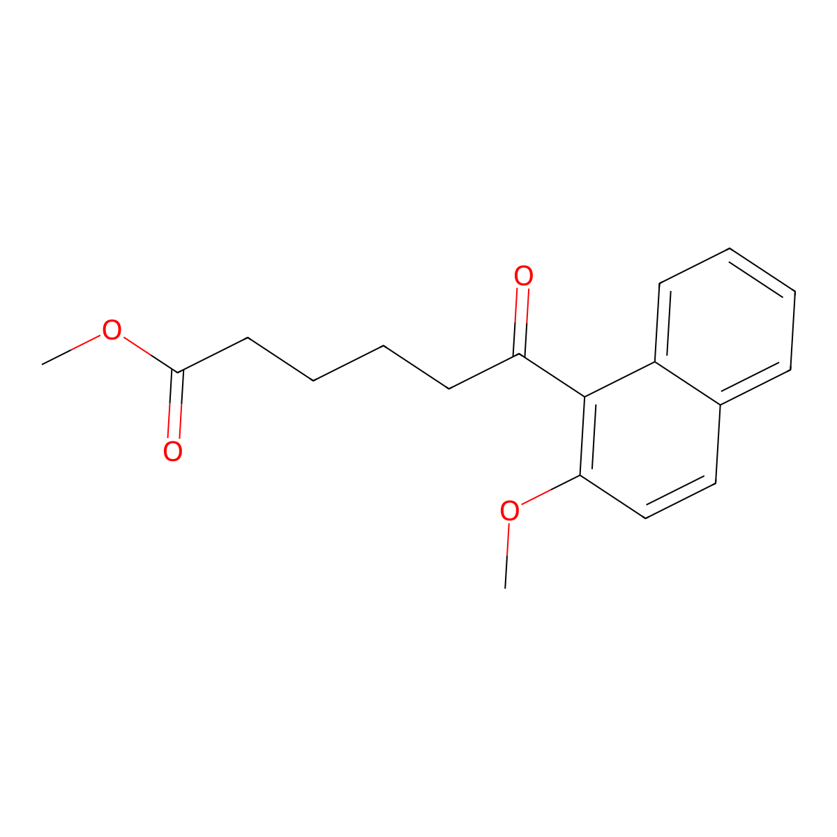 Methyl 6-(2-methoxynaphthalen-1-yl)-6-oxohexanoate molecular structure, CAS 190391-69-6