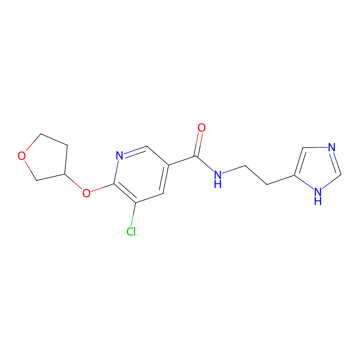 N-(2-(1H-imidazol-4-yl)ethyl)-5-chloro-6-((tetrahydrofuran-3-yl)oxy)nicotinamide molecular structure, CAS 1903912-94-6