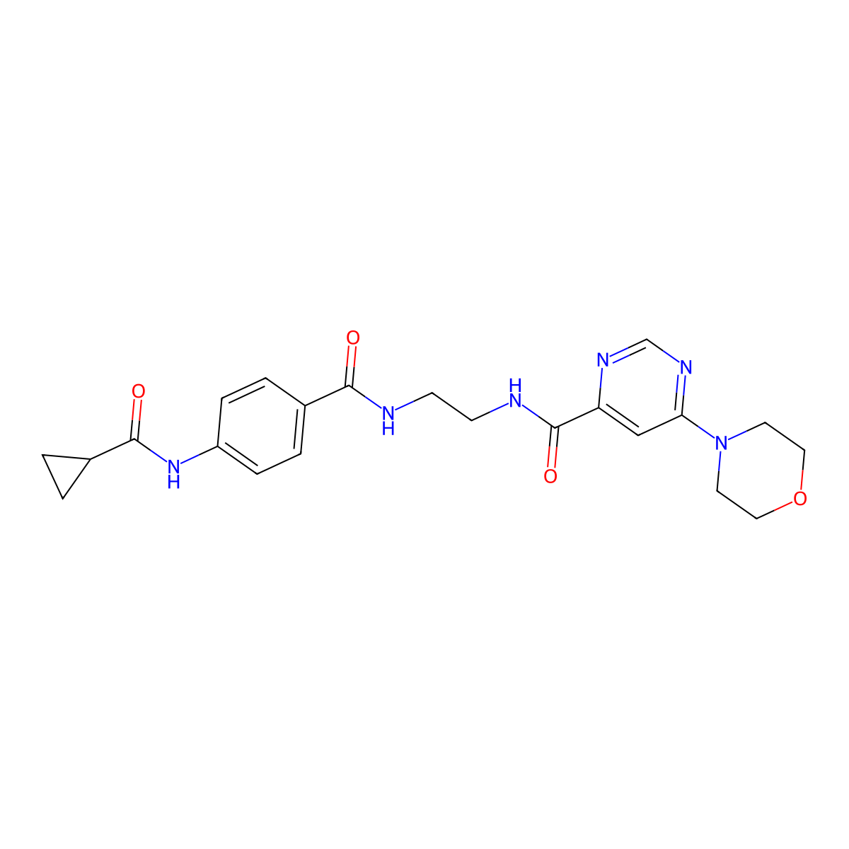 N-(2-(4-(cyclopropanecarboxamido)benzamido)ethyl)-6-morpholinopyrimidine-4-carboxamide molecular structure, CAS 1903913-41-6