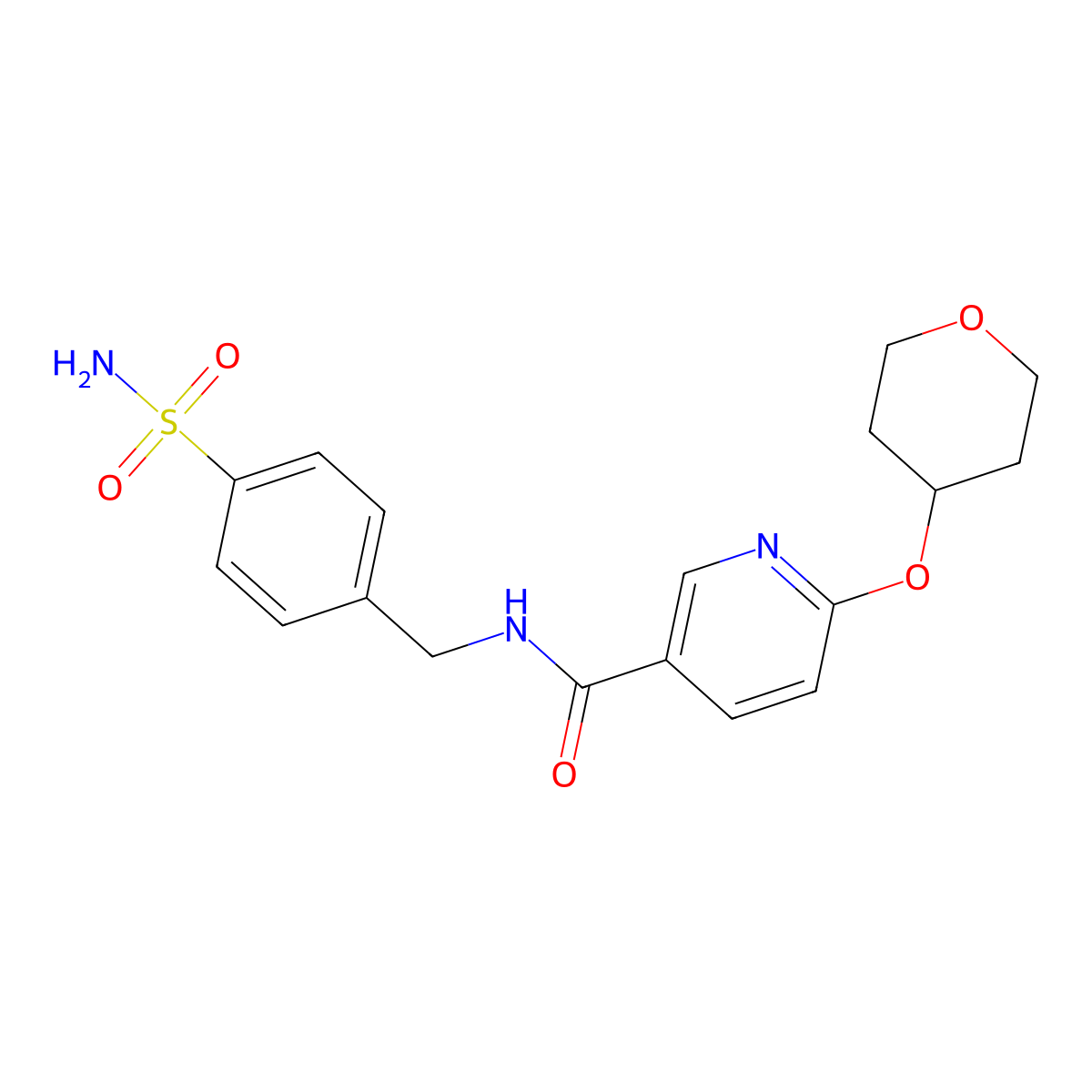 N-(4-sulfamoylbenzyl)-6-((tetrahydro-2H-pyran-4-yl)oxy)nicotinamide molecular structure, CAS 1903914-86-2