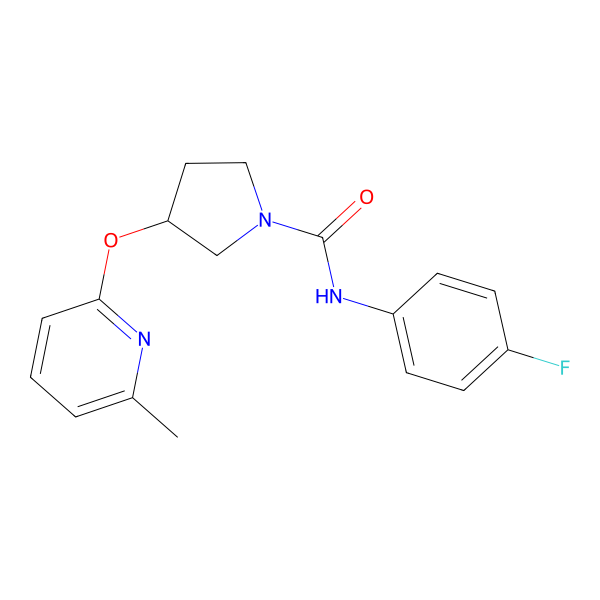 N-(4-fluorophenyl)-3-((6-methylpyridin-2-yl)oxy)pyrrolidine-1-carboxamide molecular structure, CAS 1903918-02-4