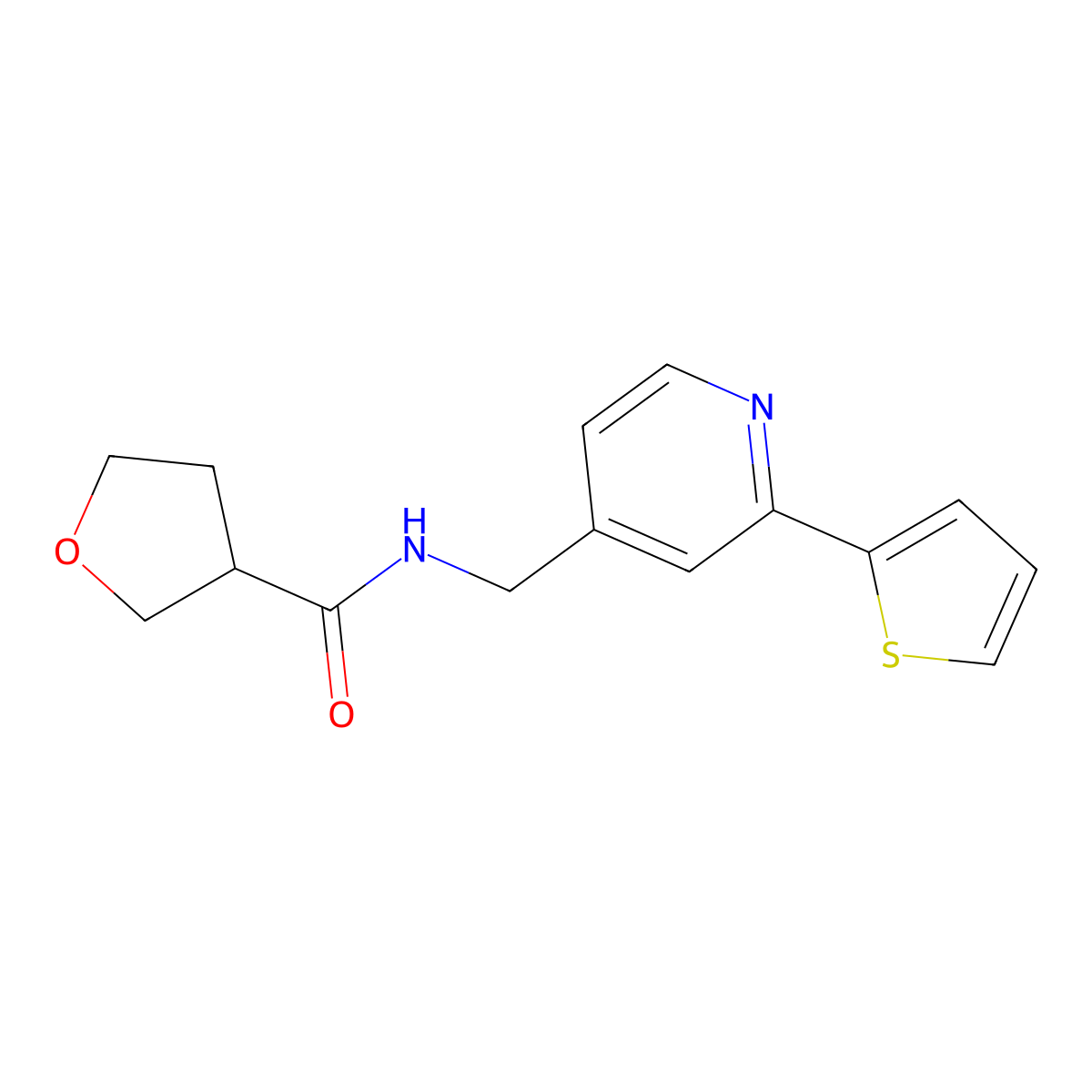 N-((2-(thiophen-2-yl)pyridin-4-yl)methyl)tetrahydrofuran-3-carboxamide molecular structure, CAS 1903919-48-1