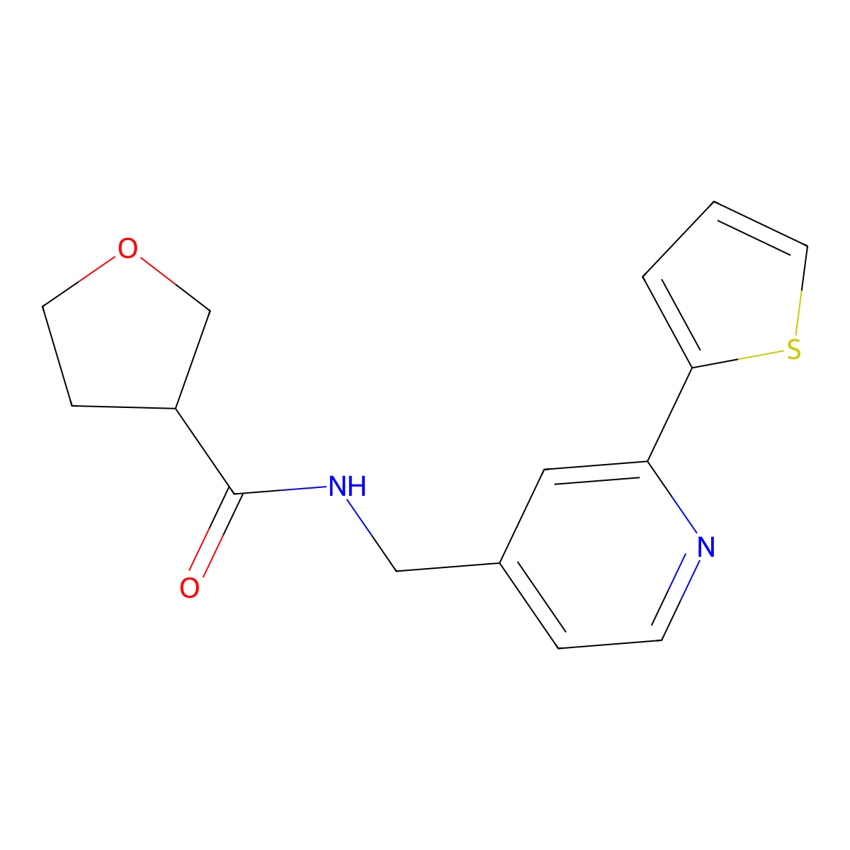 N-((2-(thiophen-2-yl)pyridin-4-yl)methyl)tetrahydrofuran-3-carboxamide molecular structure, CAS 1903919-48-1
