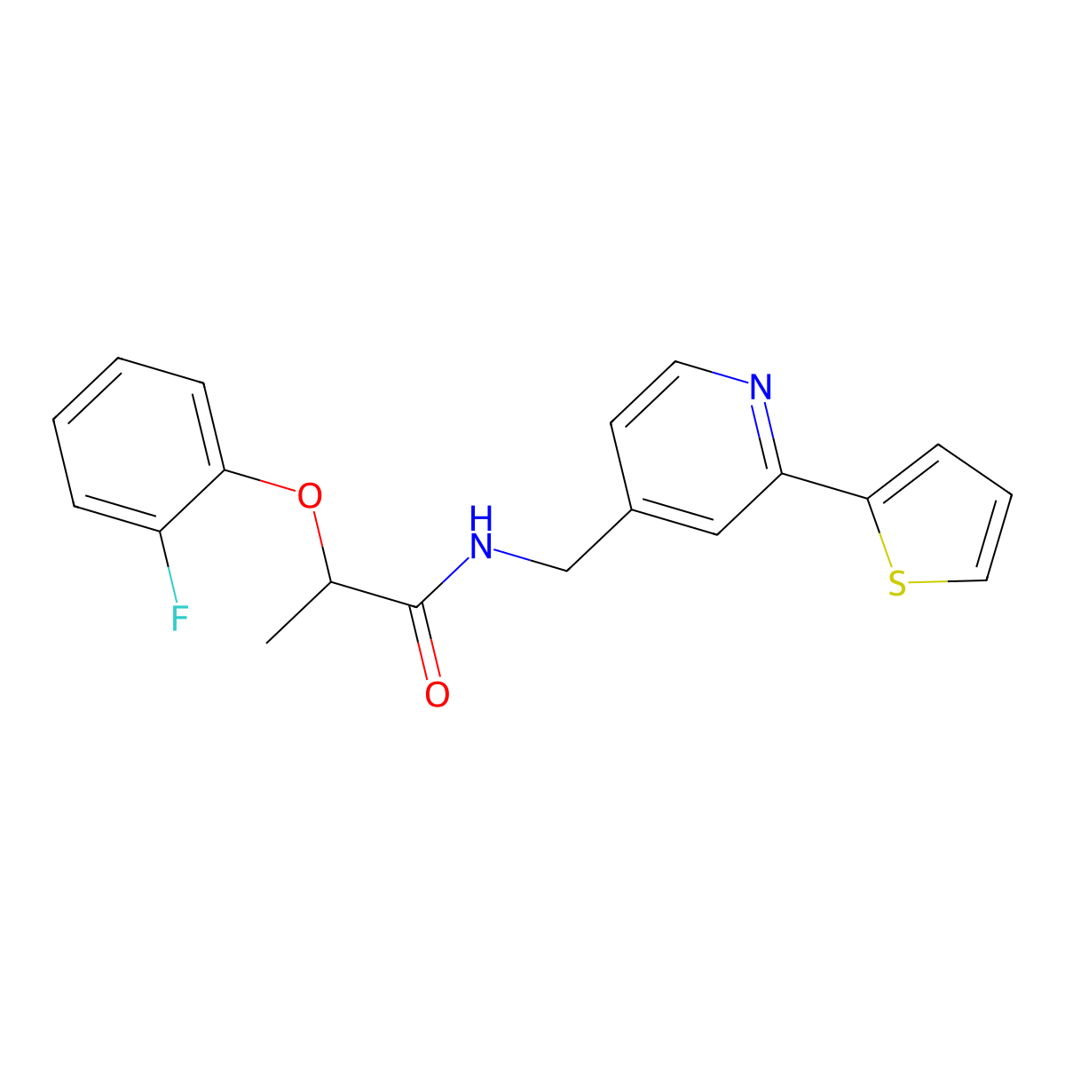 2-(2-fluorophenoxy)-N-{[2-(thiophen-2-yl)pyridin-4-yl]methyl}propanamide molecular structure, CAS 1903919-57-2