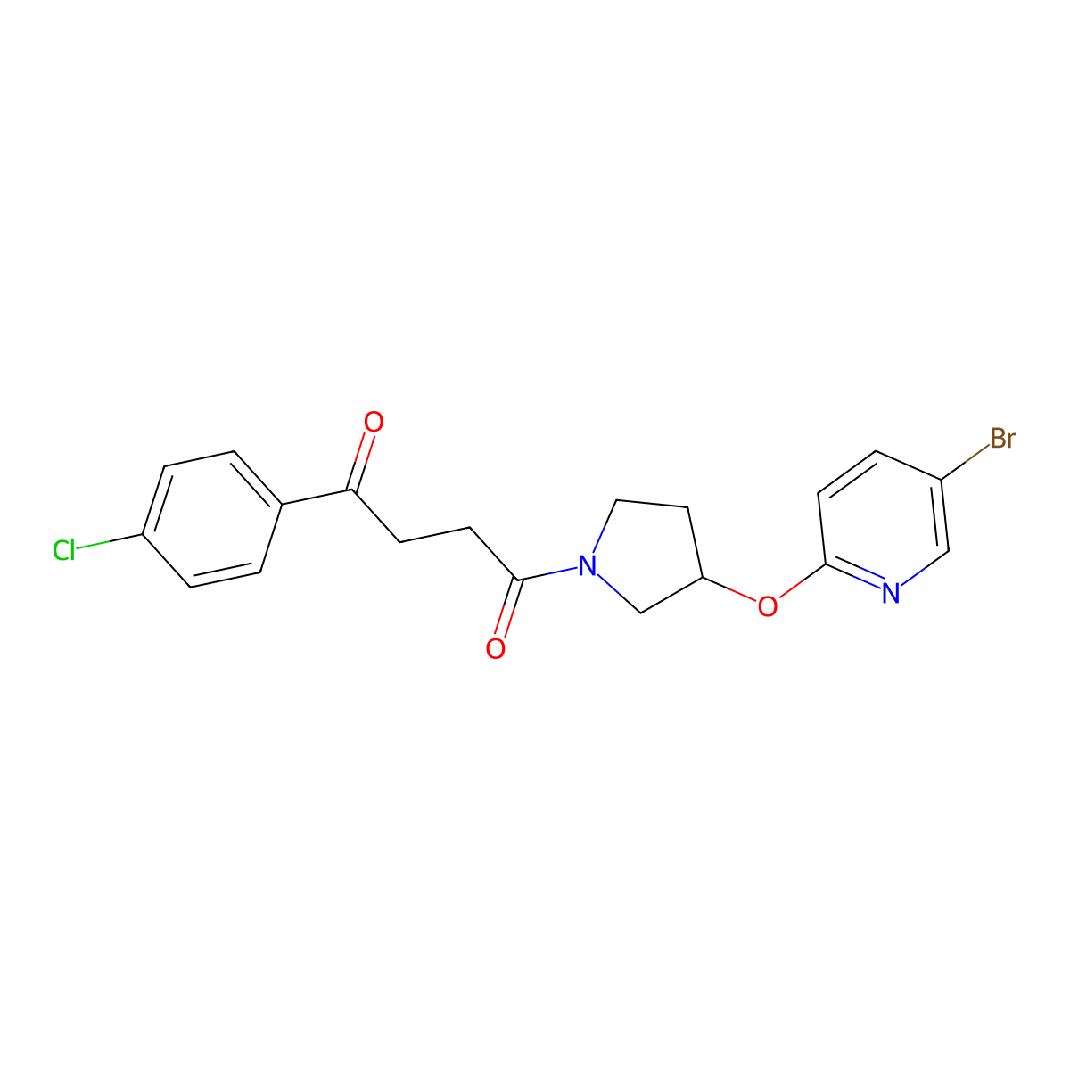 1-(3-((5-Bromopyridin-2-yl)oxy)pyrrolidin-1-yl)-4-(4-chlorophenyl)butane-1,4-dione molecular structure, CAS 1903921-03-8
