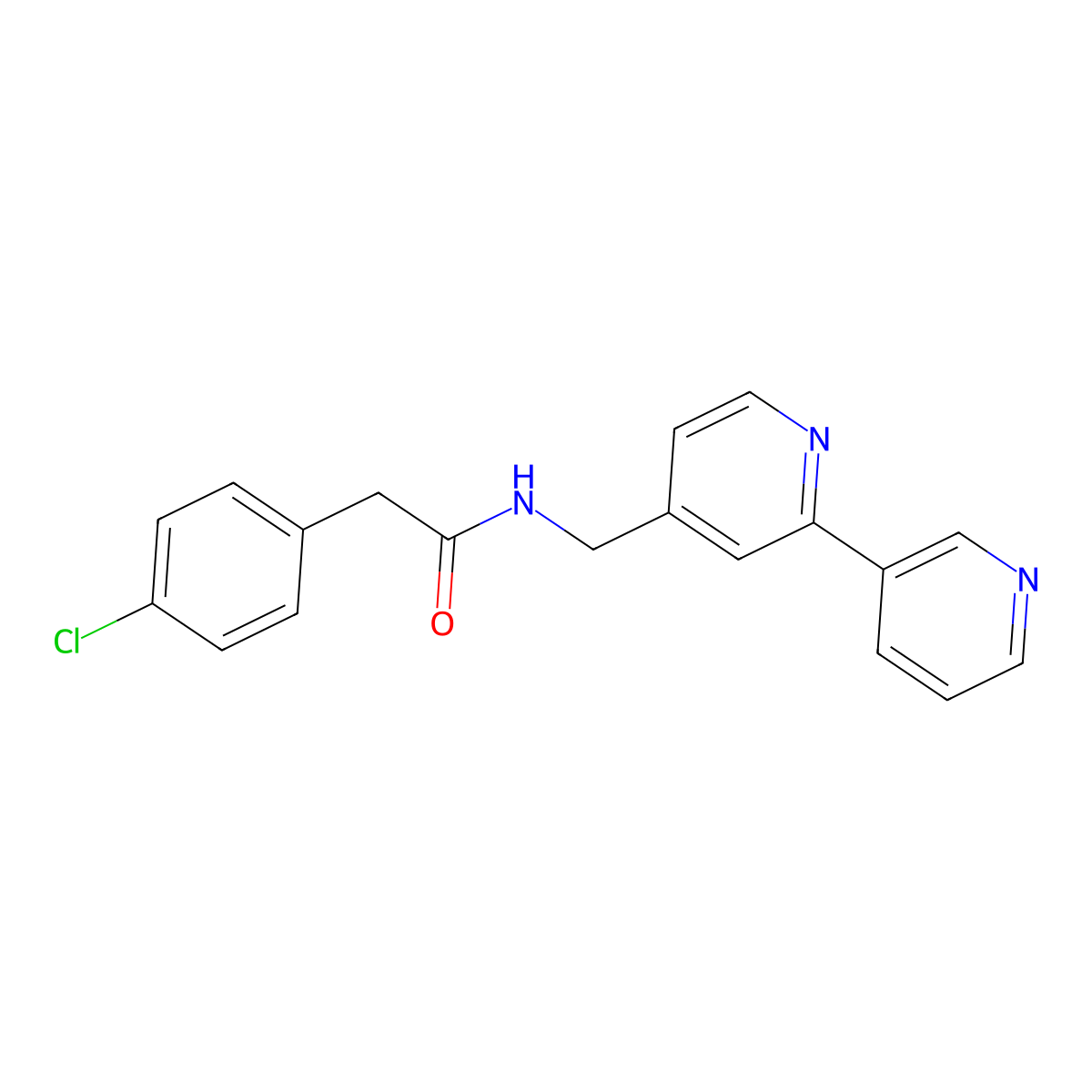 N-({[2,3'-bipyridine]-4-yl}methyl)-2-(4-chlorophenyl)acetamide molecular structure, CAS 1903924-38-8