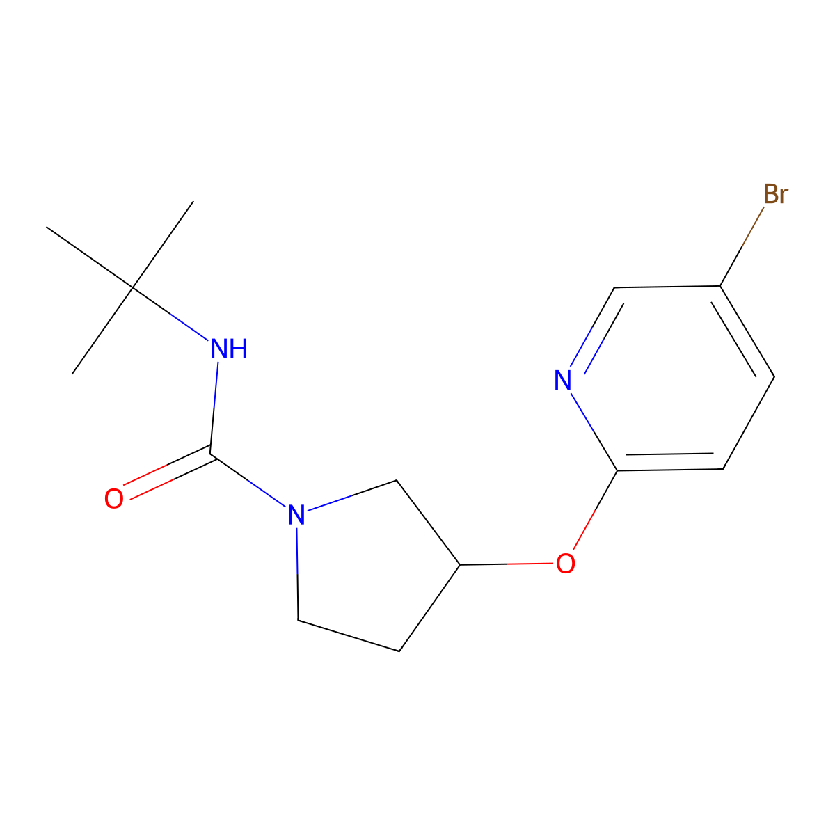 3-((5-bromopyridin-2-yl)oxy)-N-(tert-butyl)pyrrolidine-1-carboxamide molecular structure, CAS 1903925-51-8
