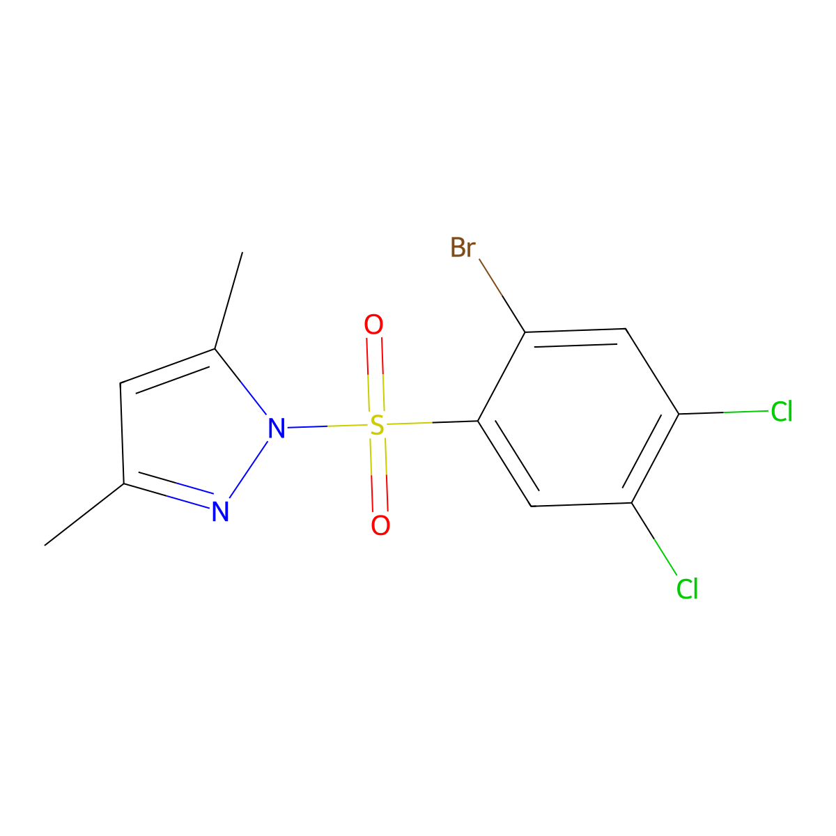 1-(2-bromo-4,5-dichlorobenzenesulfonyl)-3,5-dimethyl-1H-pyrazole molecular structure, CAS 1903945-03-8