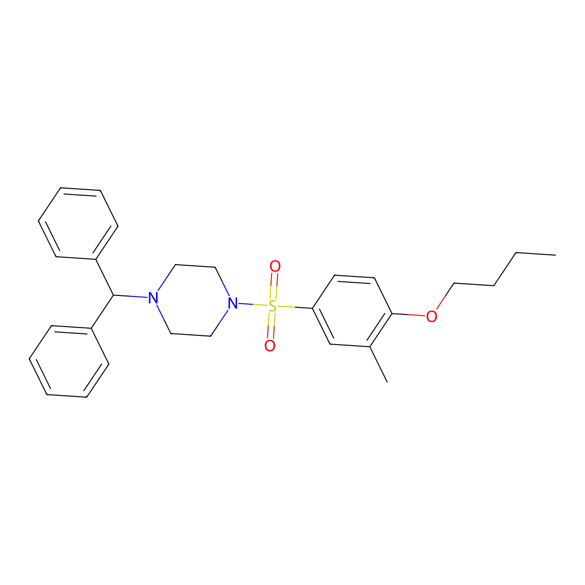 1-(4-Butoxy-3-methylbenzenesulfonyl)-4-(diphenylmethyl)piperazine molecular structure, CAS 1903960-33-7