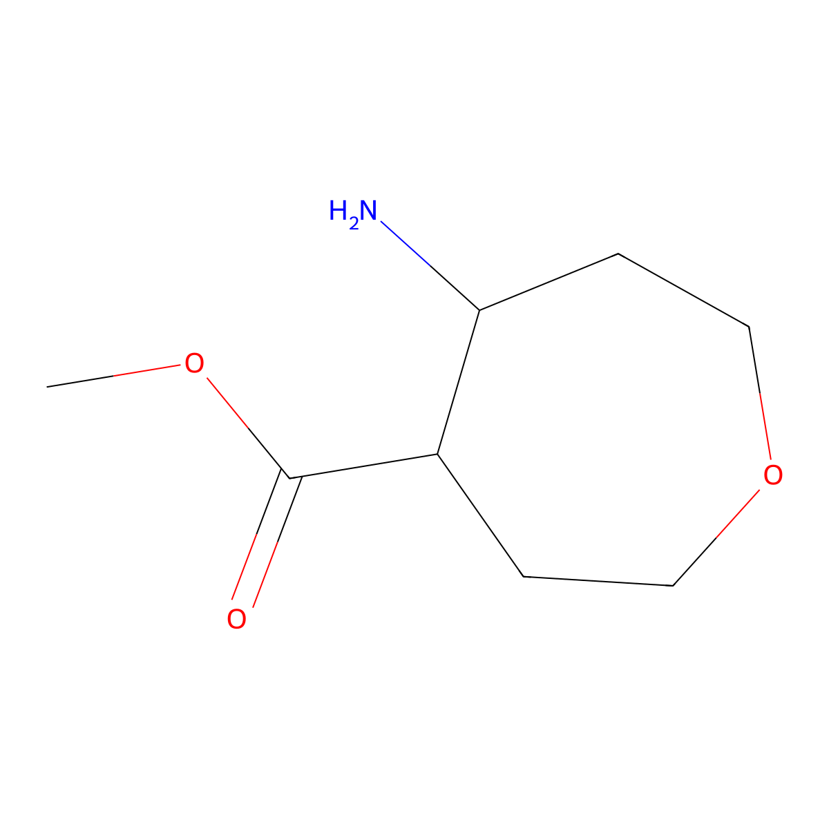rac-methyl (4R,5R)-5-aminooxepane-4-carboxylate molecular structure, CAS 1903981-53-2