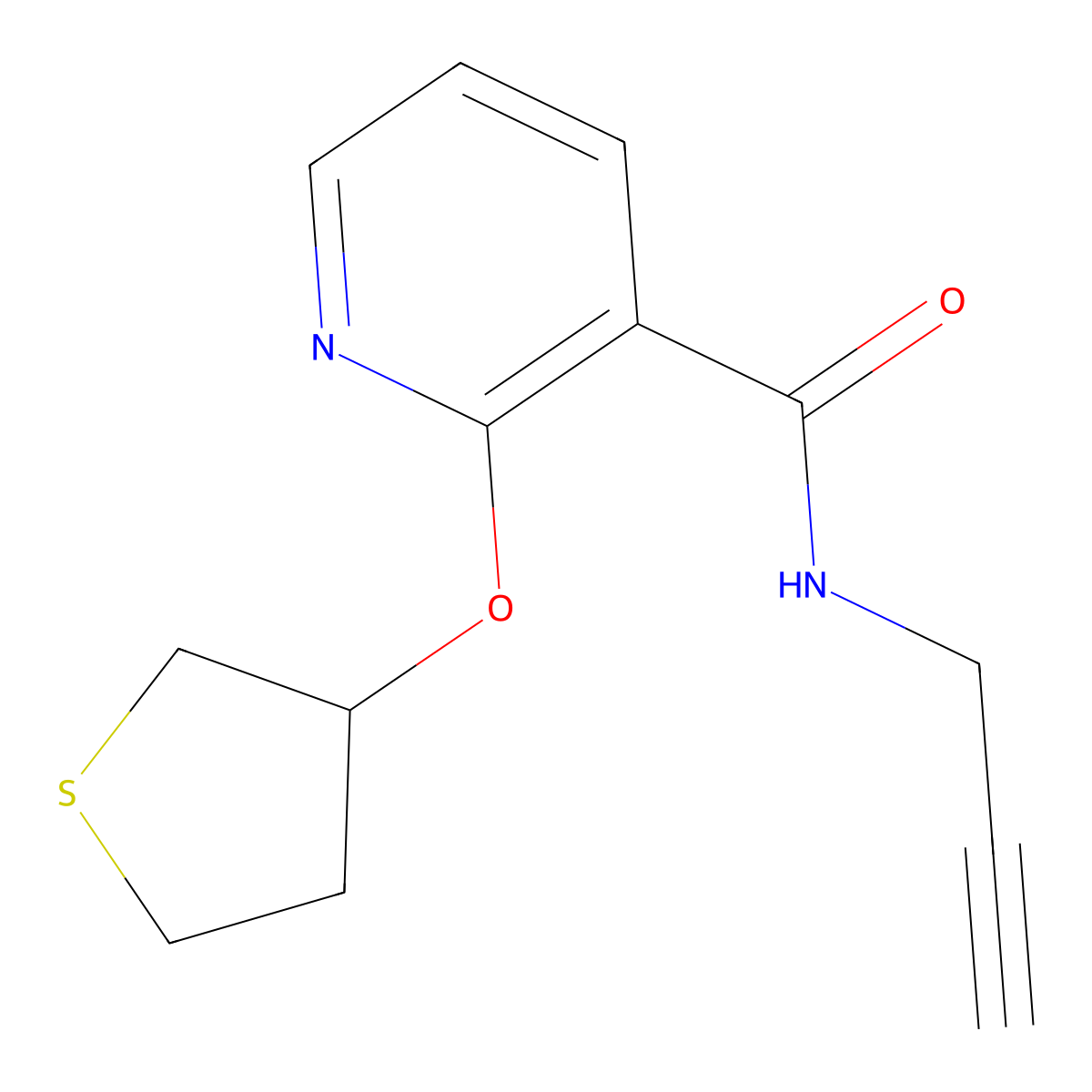 N-(prop-2-yn-1-yl)-2-((tetrahydrothiophen-3-yl)oxy)nicotinamide molecular structure, CAS 1903991-51-4