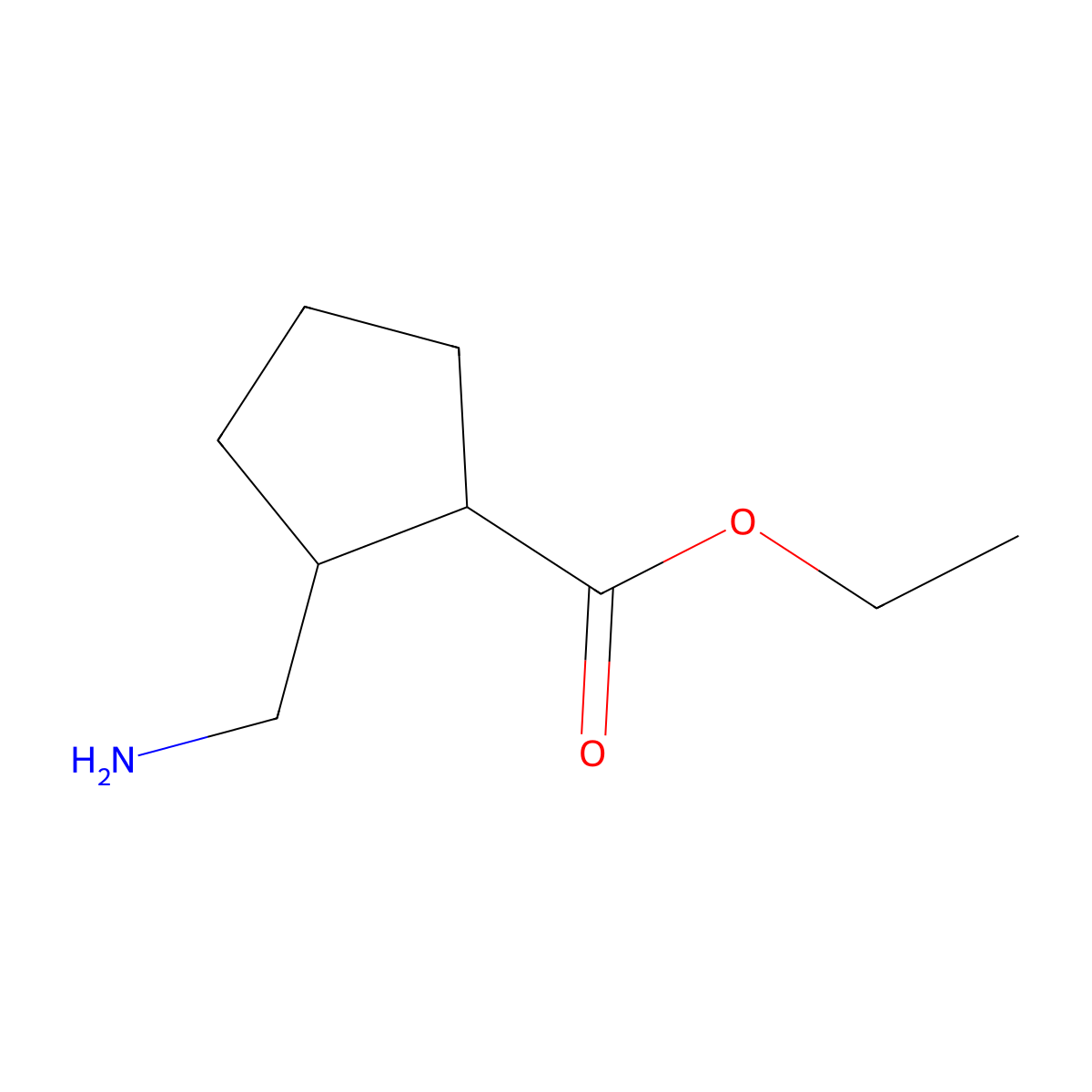 rac-ethyl (1R,2S)-2-(aminomethyl)cyclopentane-1-carboxylate molecular structure, CAS 1903998-44-6