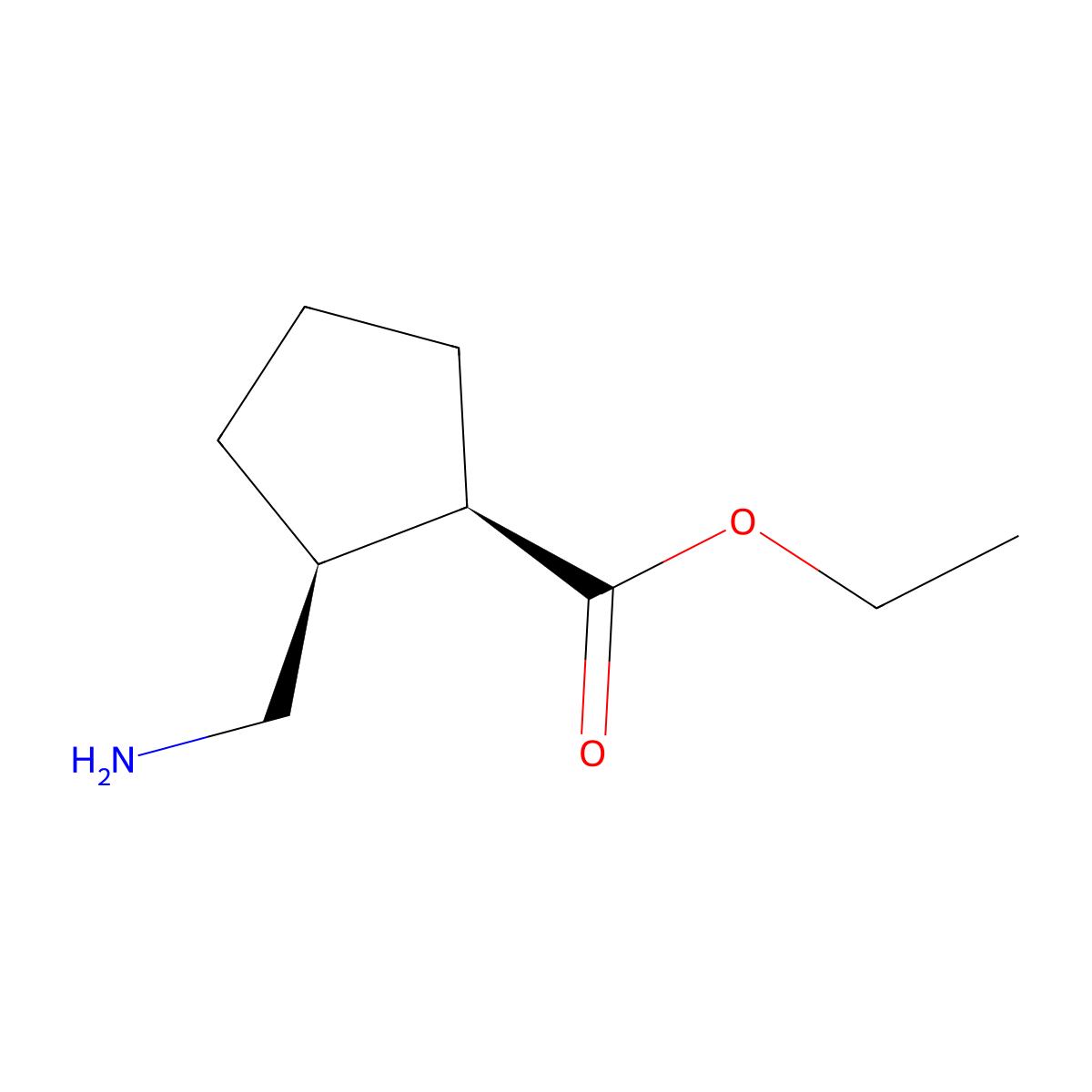 rac-ethyl (1R,2S)-2-(aminomethyl)cyclopentane-1-carboxylate molecular structure, CAS 1903998-44-6
