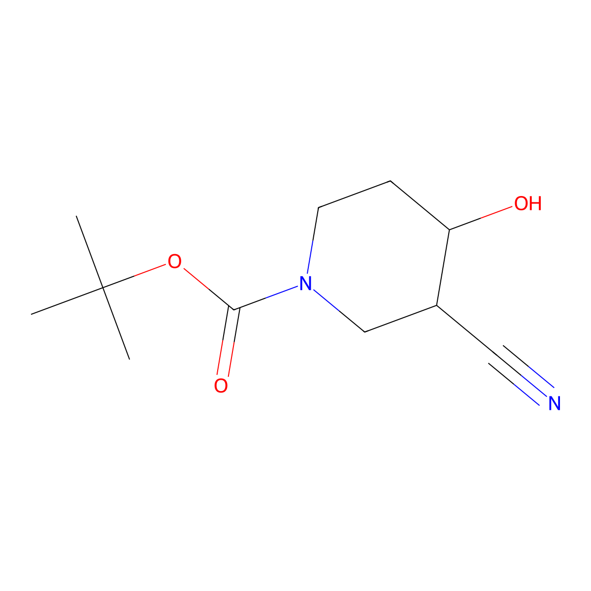 Tert-butyl cis-3-cyano-4-hydroxy-piperidine-1-carboxylate molecular structure, CAS 1903999-91-6