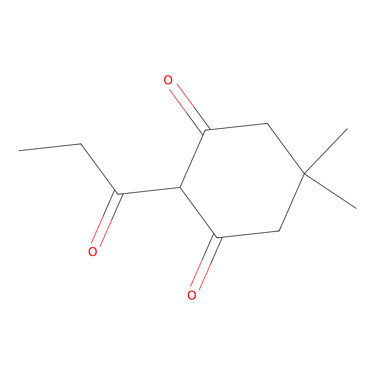 5,5-Dimethyl-2-propionylcyclohexane-1,3-dione molecular structure, CAS 1904-20-7