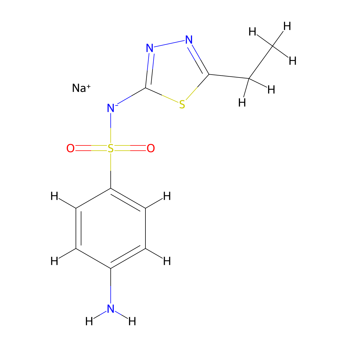 Sulfaethidole sodium molecular structure, CAS 1904-95-6