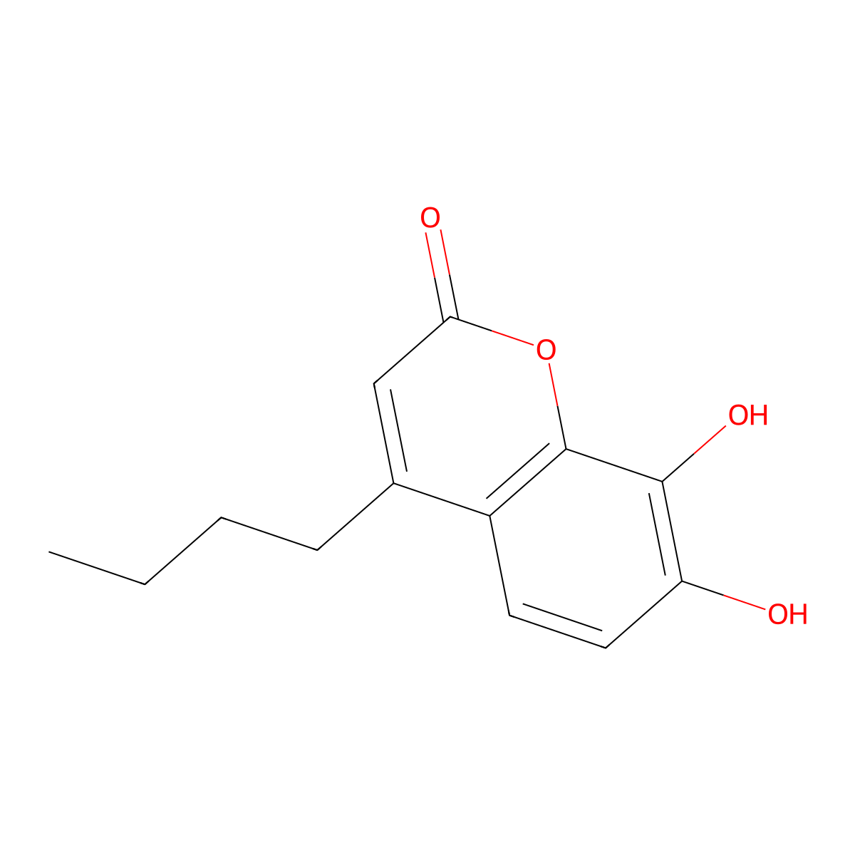 4-butyl-7,8-dihydroxy-2H-chromen-2-one molecular structure, CAS 19040-68-7