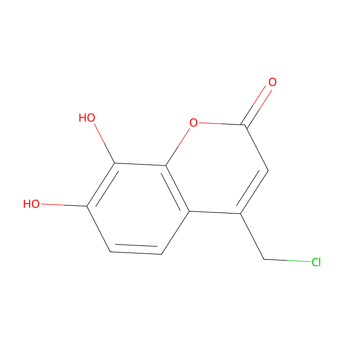 4-(chloromethyl)-7,8-dihydroxy-2H-chromen-2-one molecular structure, CAS 19040-71-2
