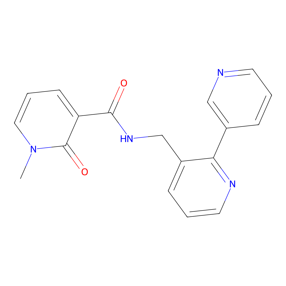 N-({[2,3'-bipyridine]-3-yl}methyl)-1-methyl-2-oxo-1,2-dihydropyridine-3-carboxamide molecular structure, CAS 1904010-73-6