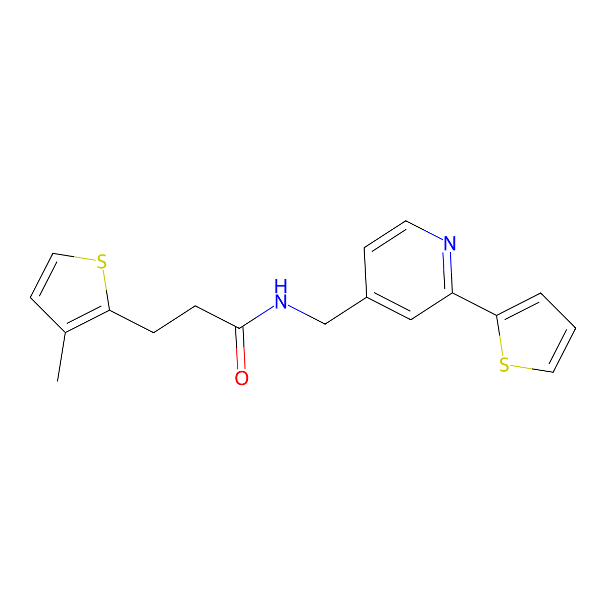 3-(3-methylthiophen-2-yl)-N-((2-(thiophen-2-yl)pyridin-4-yl)methyl)propanamide molecular structure, CAS 1904014-07-8