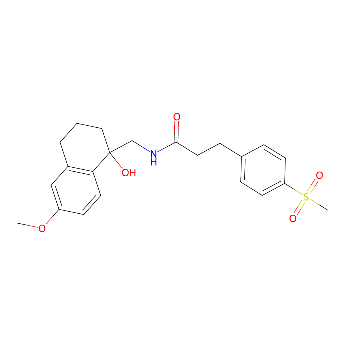 N-[(1-hydroxy-6-methoxy-1,2,3,4-tetrahydronaphthalen-1-yl)methyl]-3-(4-methanesulfonylphenyl)propanamide molecular structure, CAS 1904017-29-3