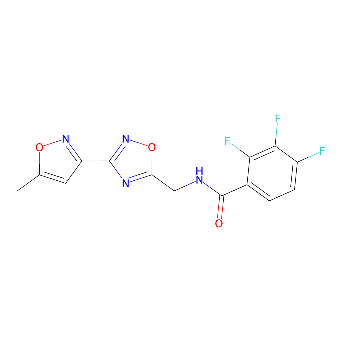 2,3,4-trifluoro-N-((3-(5-methylisoxazol-3-yl)-1,2,4-oxadiazol-5-yl)methyl)benzamide molecular structure, CAS 1904017-54-4