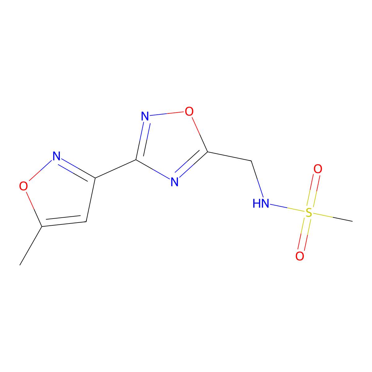 N-((3-(5-methylisoxazol-3-yl)-1,2,4-oxadiazol-5-yl)methyl)methanesulfonamide molecular structure, CAS 1904017-70-4