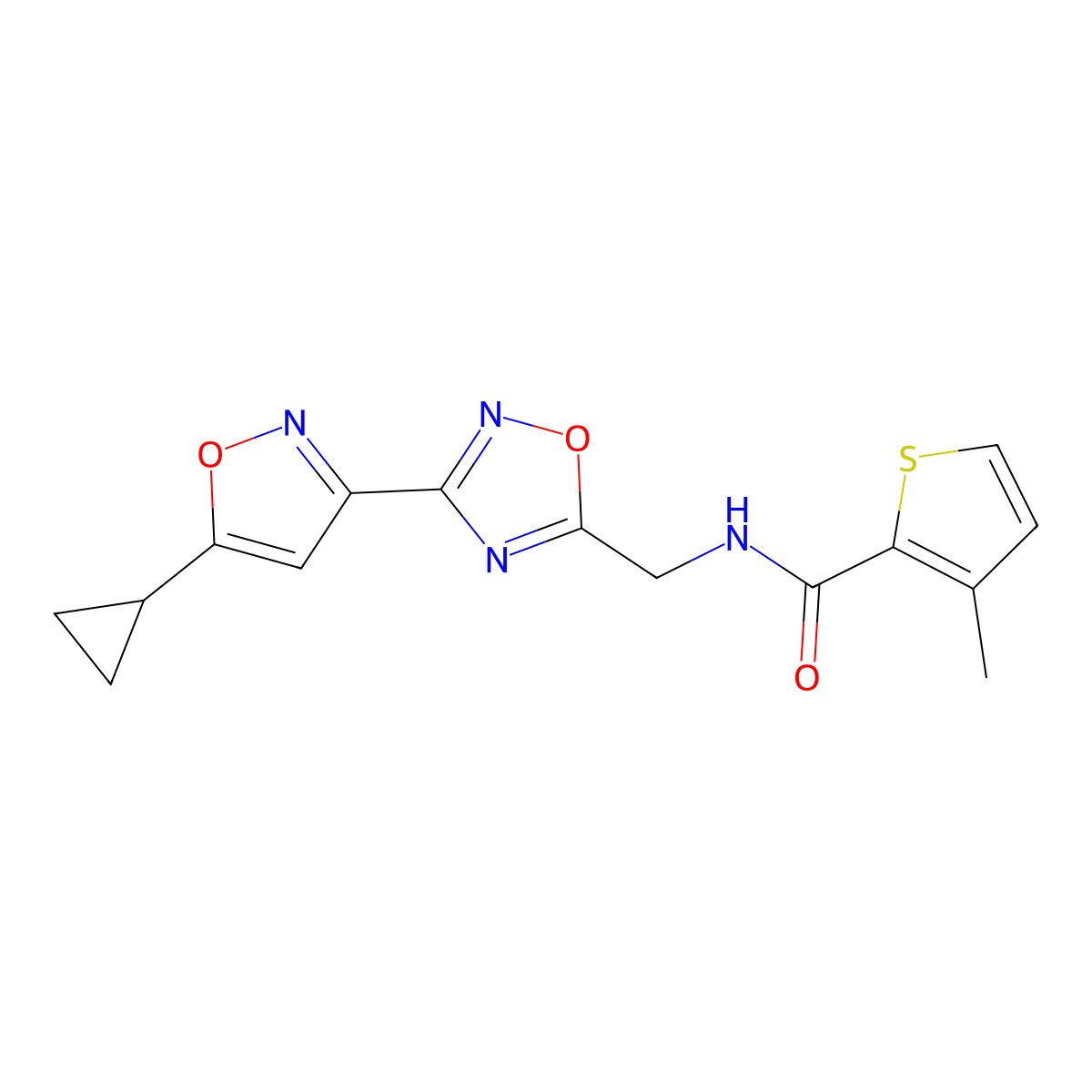 N-((3-(5-cyclopropylisoxazol-3-yl)-1,2,4-oxadiazol-5-yl)methyl)-3-methylthiophene-2-carboxamide molecular structure, CAS 1904017-76-0