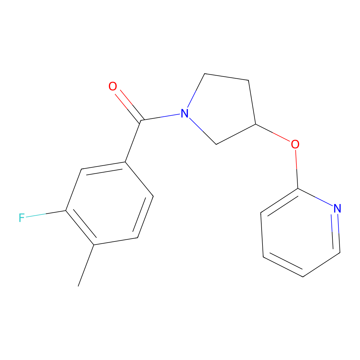 (3-Fluoro-4-methylphenyl)(3-(pyridin-2-yloxy)pyrrolidin-1-yl)methanone molecular structure, CAS 1904018-79-6