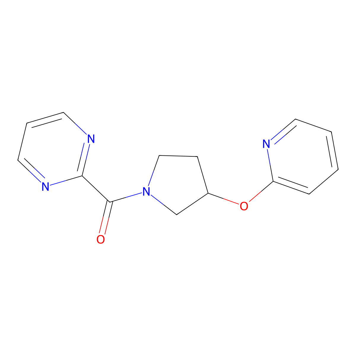 (3-(Pyridin-2-yloxy)pyrrolidin-1-yl)(pyrimidin-2-yl)methanone molecular structure, CAS 1904018-98-9