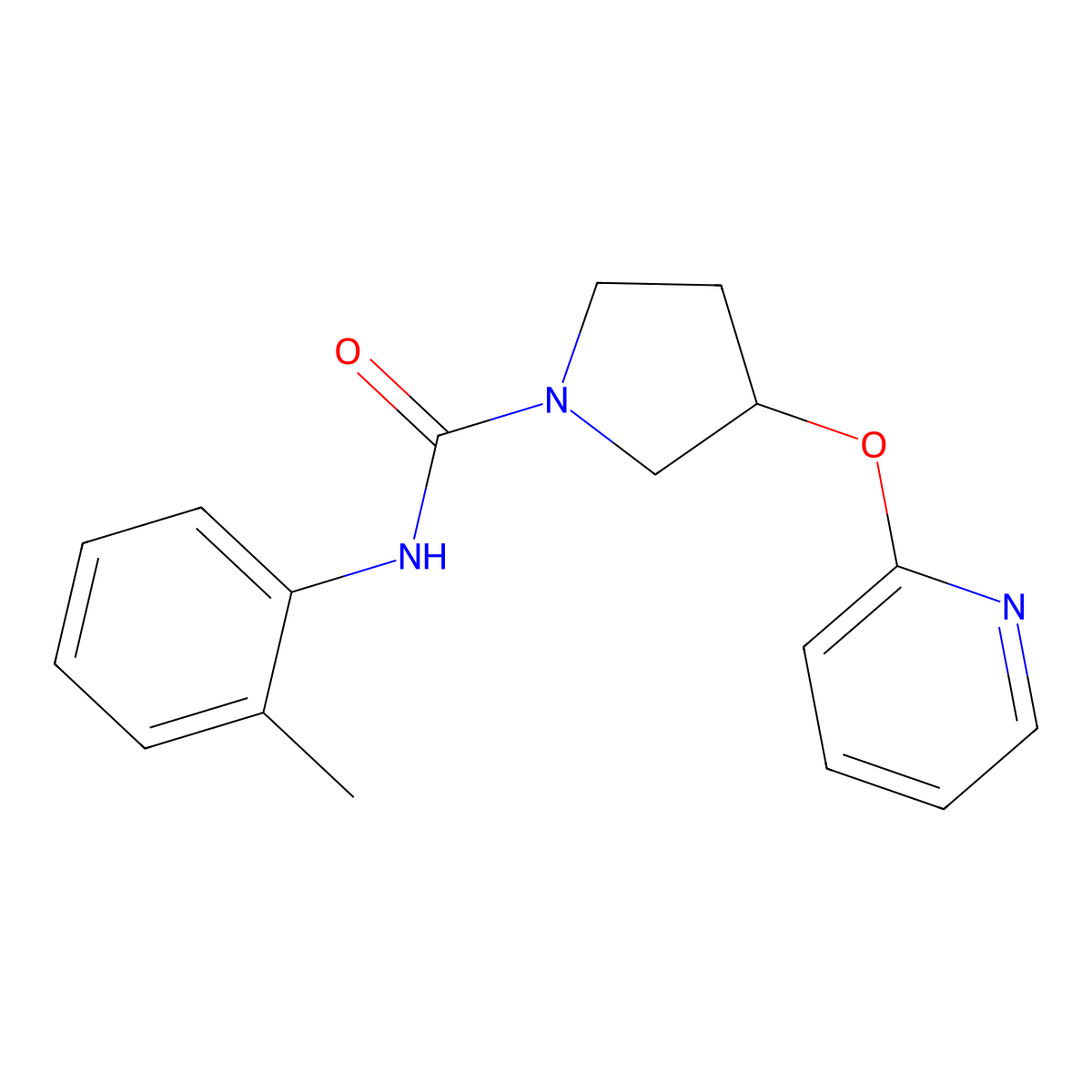 3-(pyridin-2-yloxy)-N-(o-tolyl)pyrrolidine-1-carboxamide molecular structure, CAS 1904019-09-5