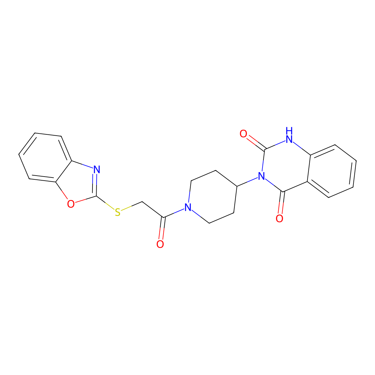 3-(1-(2-(benzo[d]oxazol-2-ylthio)acetyl)piperidin-4-yl)quinazoline-2,4(1H,3H)-dione molecular structure, CAS 1904019-62-0